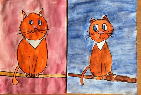 Рисуем кота с детьми