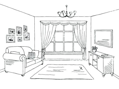 Комната для рисования черно белая