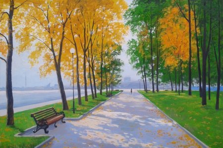 Осенний парк детские рисунки