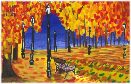 Осенний пейзаж карандашом