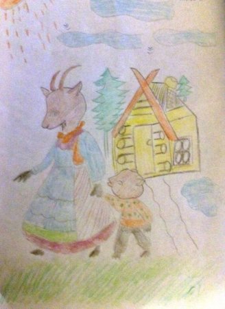 Рисунок волки и семера козлят