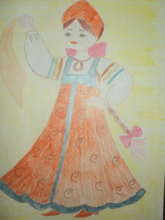 Девушка в национальном русском костюме для рисования