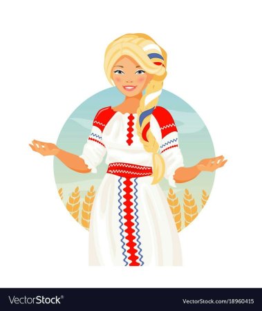 Рисунок русской девушки в национальном костюме