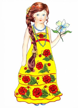 Кукла в русском национальном костюме рисование