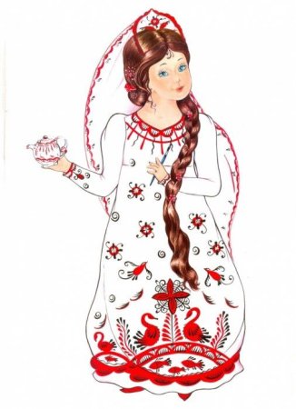 Плакат вырубной девочка в русском костюме