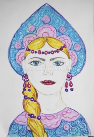 Русский костюм женский раскраска