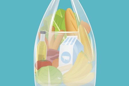 Пакет с продуктами вектор