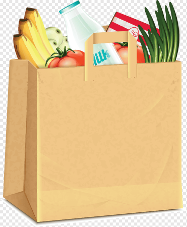 Пакет с продуктами на прозрачном фоне
