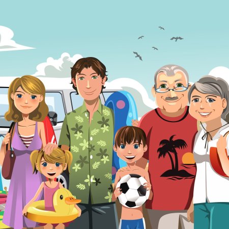 Семья на море