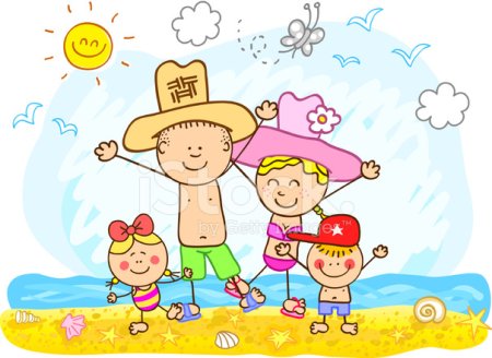 Паскаль Кэмпион семья на пляже иллюстрации