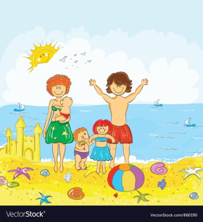 Рисунок семья на отдыхе