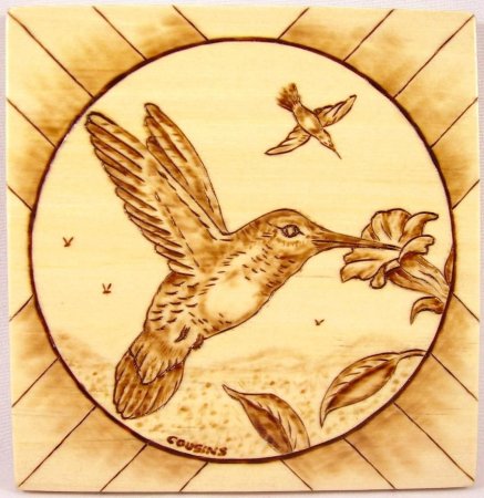 Выжигание по дереву птицы