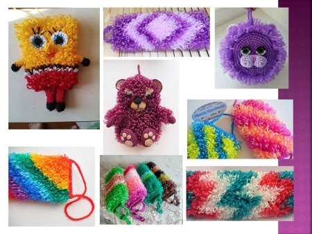 Мочалки игрушки с вытянутыми петлями