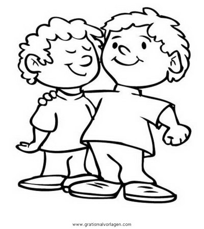 Раскраска два друга мальчика