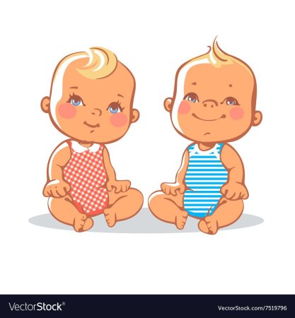 Младенцы Близнецы вектор