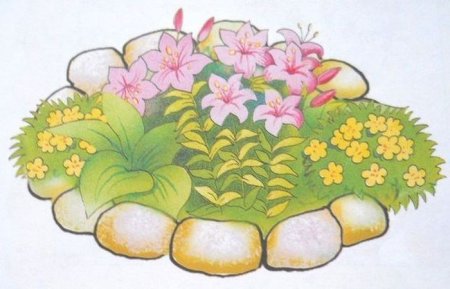 Рисуем клумбу с цветами