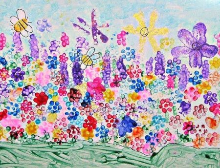 Рисование «Цветочная Поляна» (капельный метод кляксографии)