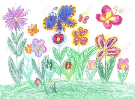 Цветочная Поляна цветными карандашами