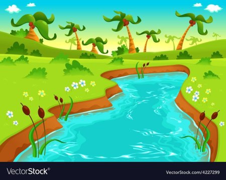 Река в джунглях вектор