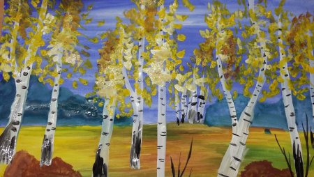 Рисование осенней березы