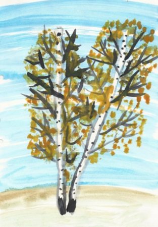 Рисование березы в детском саду