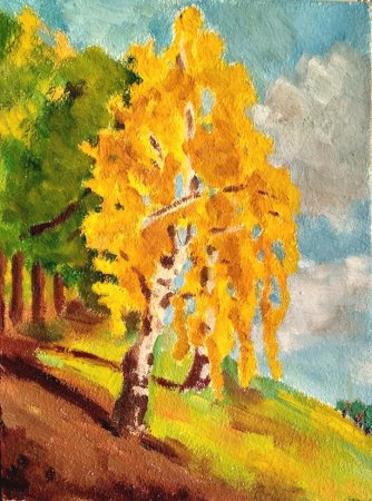 Береза методом тычка осень