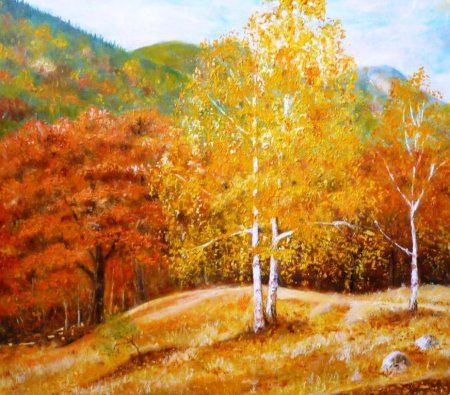 Аппликация осенняя Березка