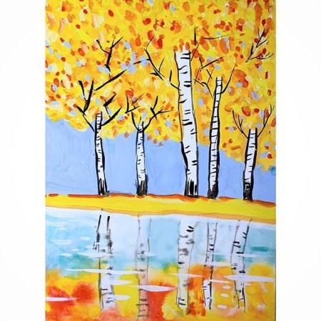 Рисование осенней березы