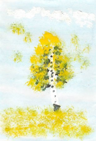 Осенняя береза методом тычка