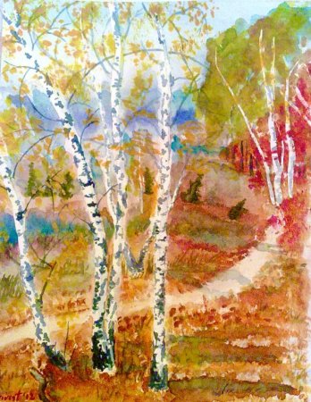 Береза осенью рисунок карандашом