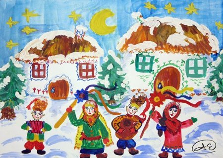Детские рисунки на тему колядки