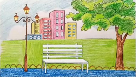 Рисование городского парка