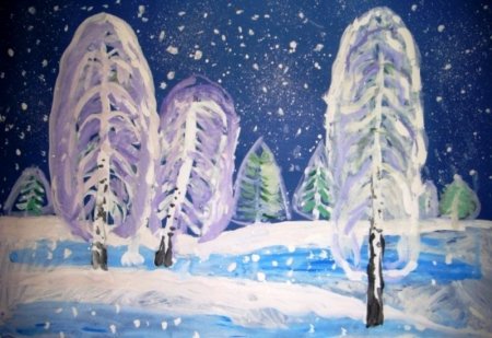 Зимний пейзаж для дошкольников