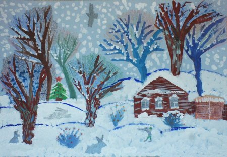 Урок рисования для детей зима