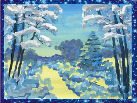 Уроки рисования гуашью зимний пейзаж