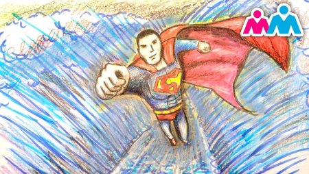 Мой папа Супергерой рисунок детей