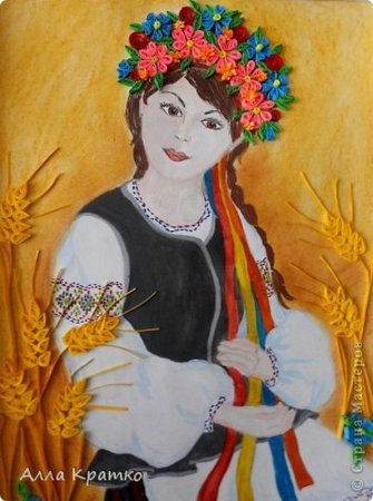 Раскраска девушка с караваем