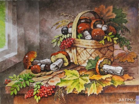 Рисование для детей Грибное лукошко