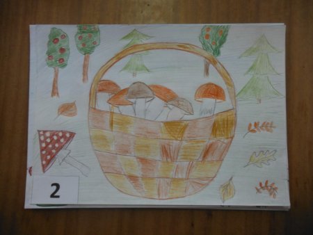 Рисование корзинка с грибами