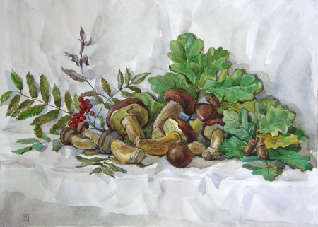 Рисование корзинка с грибами