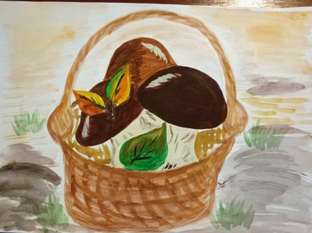 Раскраска лес с грибами и ягодами