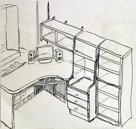 Раскраска письменный стол и стул