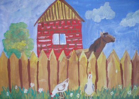 Рисование деревенский домик в ДОУ