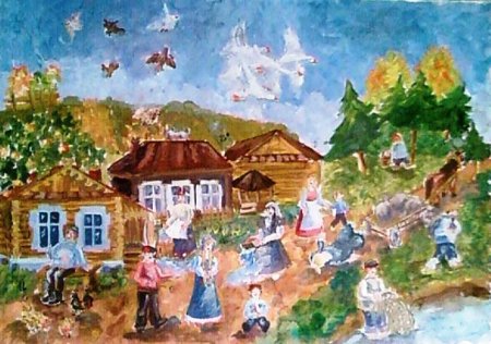 Дети рисуют деревню