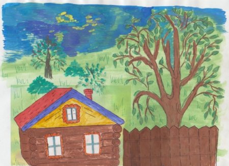 Деревенский домик рисование 4 класс