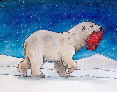 Рисование белого медведя