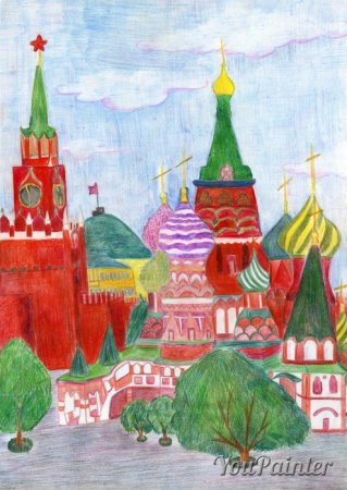 Спасская башня Кремля рисование