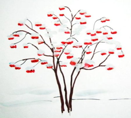 Рисование дерева рябины