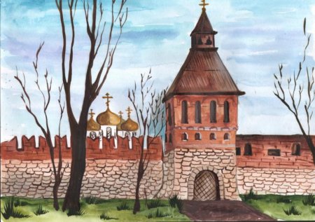 Каменный замок средневековья спереди