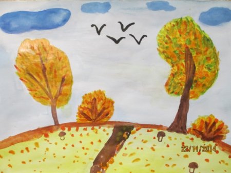Детский рисунок Золотая осень